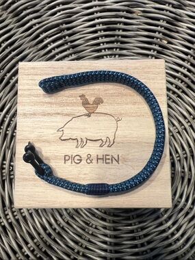 Pig & Hen Vicious Vik Blue Rope Black Bracelet with Black Screw Clasp Like New